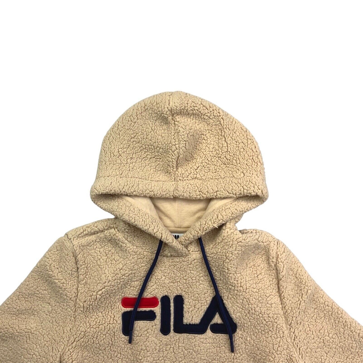 Vintage 00s Beige Appliqué Fila Logo Spell Out Fleece M