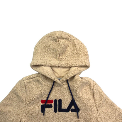 Vintage 00s Beige Appliqué Fila Logo Spell Out Fleece M