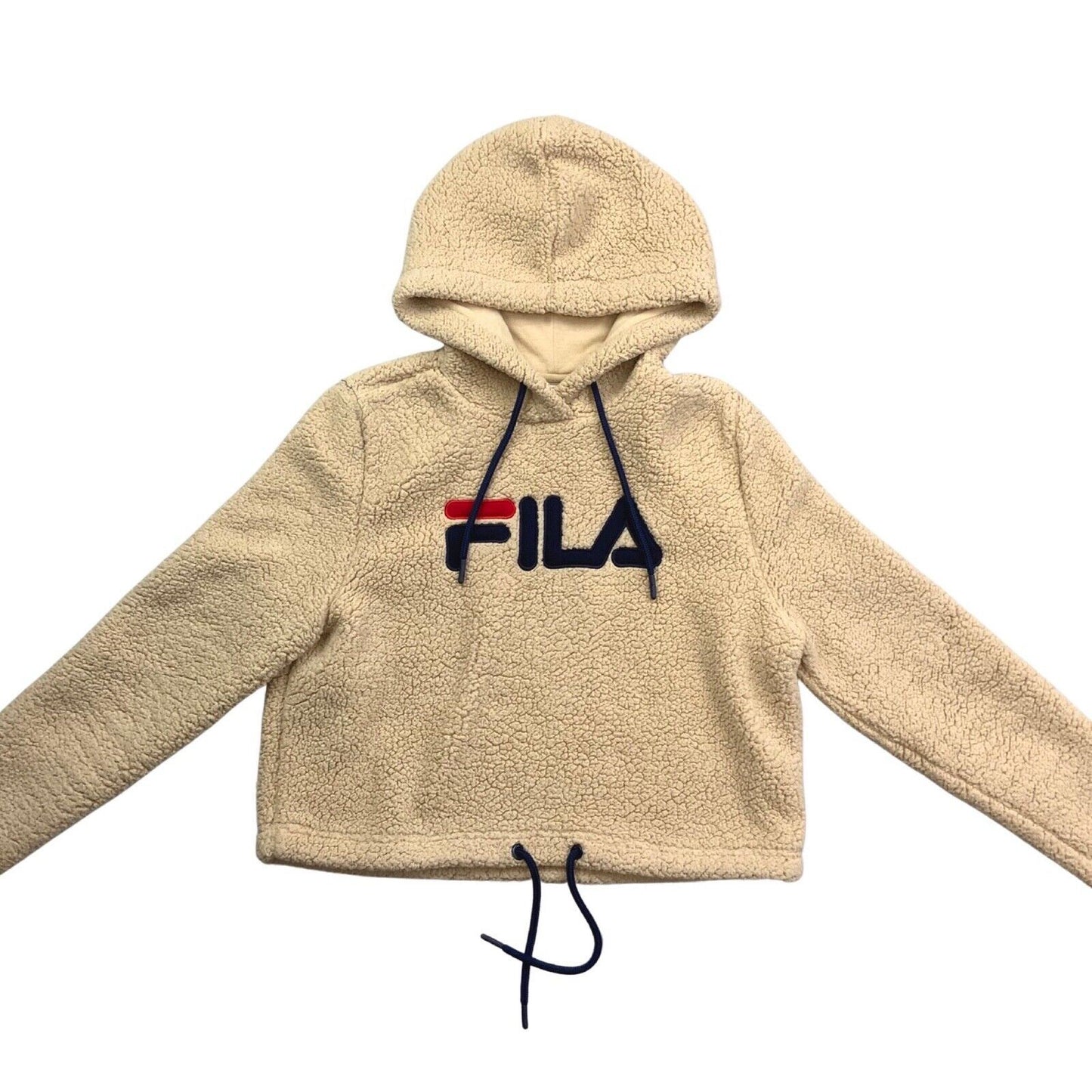 Vintage 00s Beige Appliqué Fila Logo Spell Out Fleece M