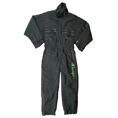 Vintage 80s 90s Black Champion Ski Suit Retro Winter Sportswear L