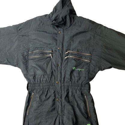 Vintage 80s 90s Black Champion Ski Suit Retro Winter Sportswear L