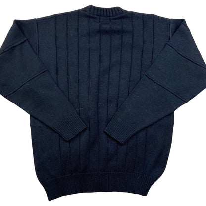 Vintage 90s 00s Novelty Black Many Faces Embroidered Knitted Jumper XL