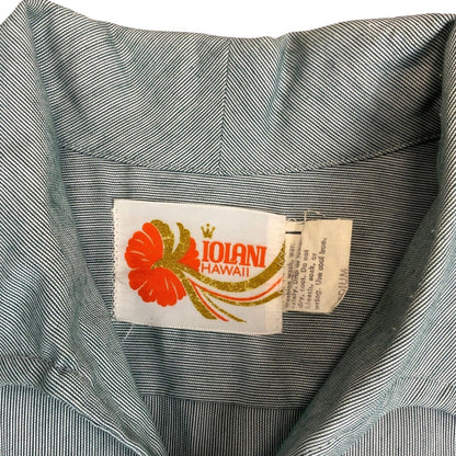 RARE VTG 60s 70s IOLANI HAWAIIAN ALOHA SHIRT TIKI FLOCKING ROCKABILLY 38” S