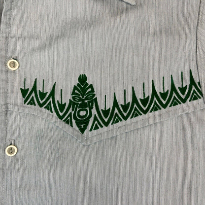 RARE VTG 60s 70s IOLANI HAWAIIAN ALOHA SHIRT TIKI FLOCKING ROCKABILLY 38” S