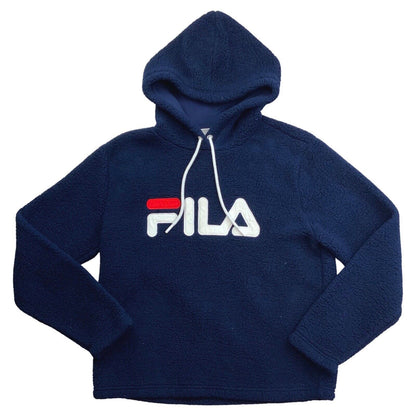 Vintage 00s Blue Fila Spell Out Fleece Hoodie M