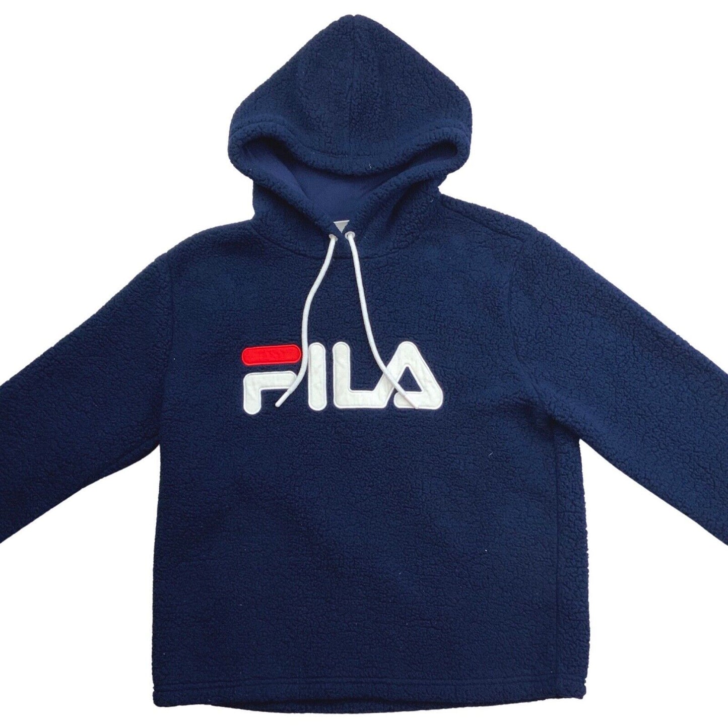 Vintage 00s Blue Fila Spell Out Fleece Hoodie M