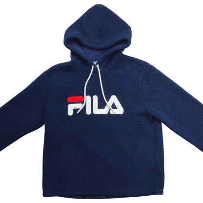 Vintage 00s Blue Fila Spell Out Fleece Hoodie M