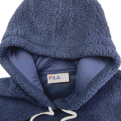 Vintage 00s Blue Fila Spell Out Fleece Hoodie M