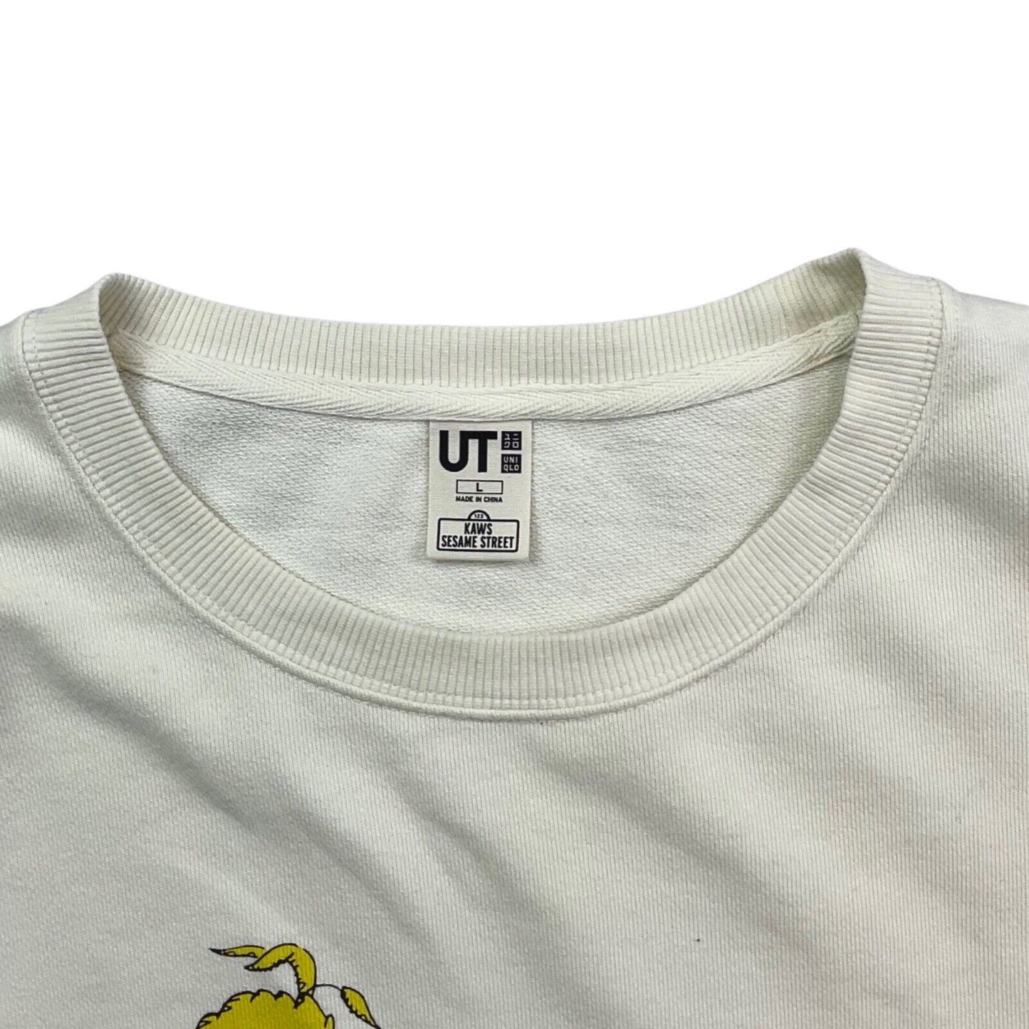 Vintage 00s Cream Uniqlo Kaws Sesame Street Hypebeast Rare Crew Neck Jumper L