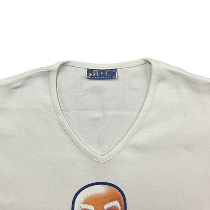 Vintage 90s 00s White Mr Clean Graphic Baby Tee V Neck T-Shirt M 12 14