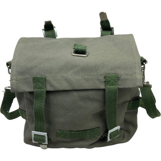Vintage 90s 00s Dark Green Olive Mini Messenger Bag Cotton Canvas