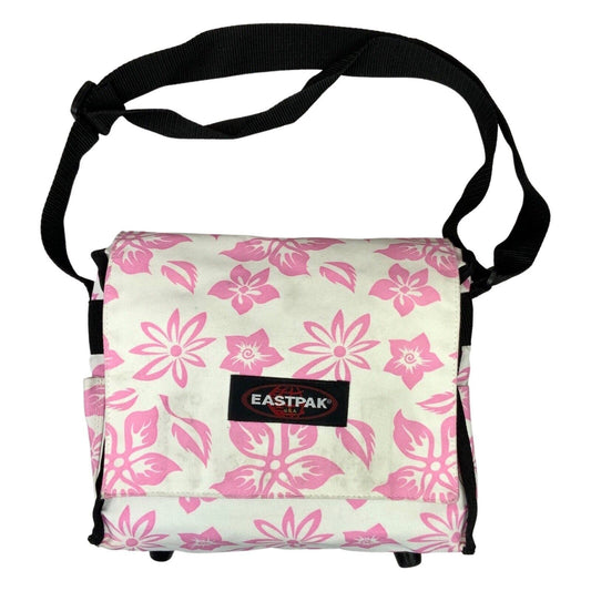 Vintage 90s 00s Y2K White Pink Mini Vinyl Carrier Eastpak Floral Patterned Bag