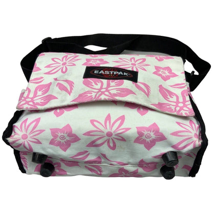 Vintage 90s 00s Y2K White Pink Mini Vinyl Carrier Eastpak Floral Patterned Bag