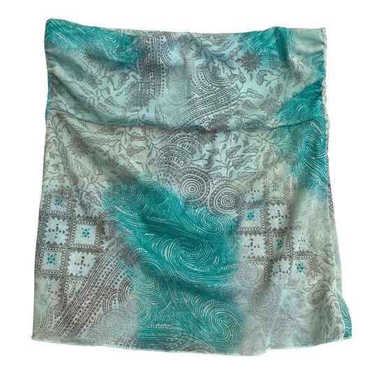 Vintage Y2K Blue Floral Paisley Mesh Sheer Tube Top 10 12 S M