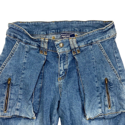 Vintage Y2K Blue Cargo Wide Leg Baggy Denim Jeans 8 10 S