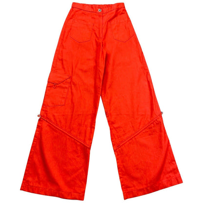 Vintage Y2K Orange Wide Leg Cargo Trousers XS