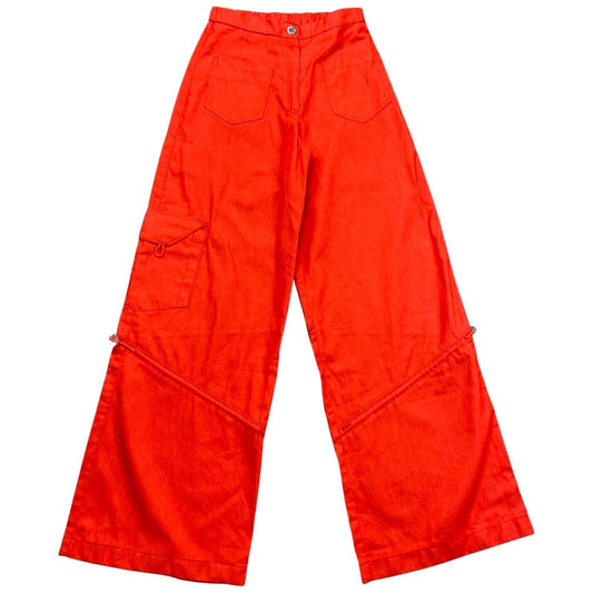 Vintage Y2K Orange Wide Leg Cargo Trousers XS