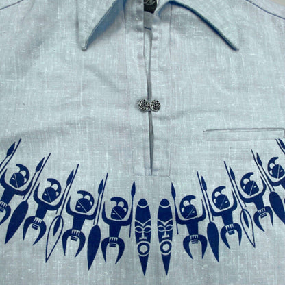 VTG 70s IOLANI COTTON SMOCK HAWAIIAN ALOHA SHIRT TIKI ROCKABILLY 38” (36) S