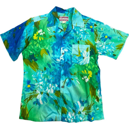 VTG 60s WALTAH CLARKES RAYON HAWAIIAN ALOHA SHIRT TIKI ROCKABILLY 42” (38)