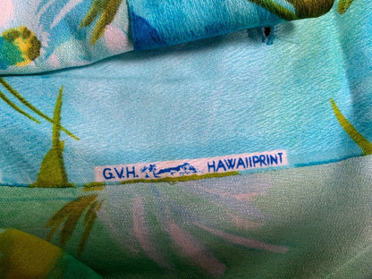 VTG 60s WALTAH CLARKES RAYON HAWAIIAN ALOHA SHIRT TIKI ROCKABILLY 42” (38)