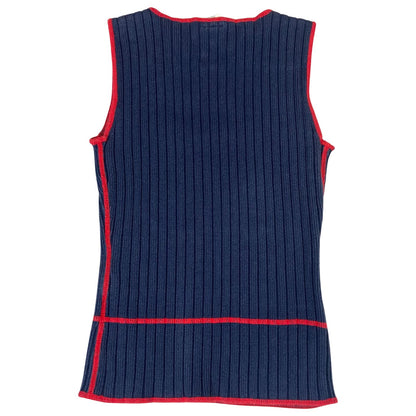 Vintage 90s 00s Navy Blue Tommy Hilfiger Knitted Contrast Stitch Tank Top 8 10 S