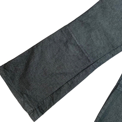 Vintage 00s Y2K Black Twill Weave Wide Leg Fishbone Denim Jeans 32" 12