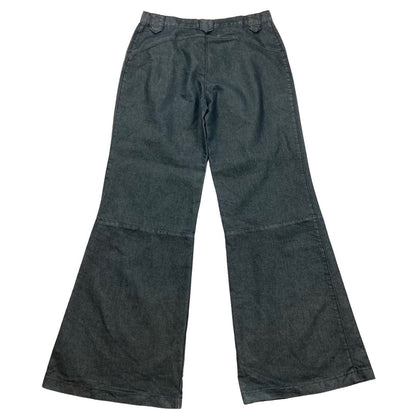 Vintage 00s Y2K Black Twill Weave Wide Leg Fishbone Denim Jeans 32" 12