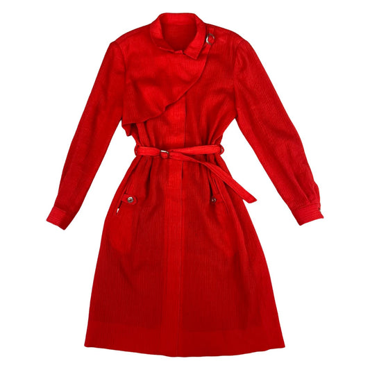 Vintage 80s Red Long Sleeve Midi Dress