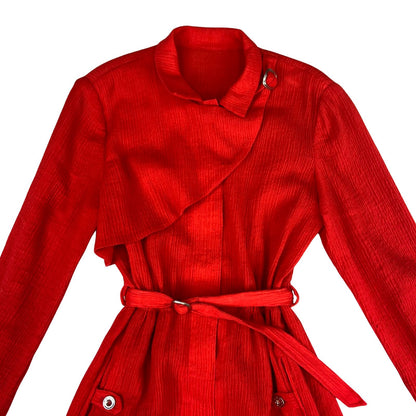 Vintage 80s Red Long Sleeve Midi Dress