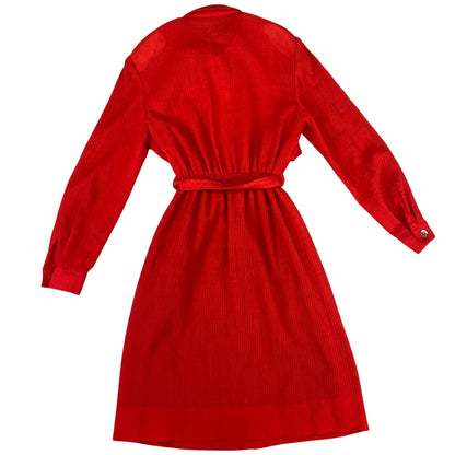 Vintage 80s Red Long Sleeve Midi Dress