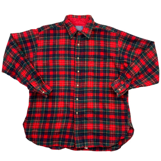 VTG USA PENDLETON WOOL SHIRT CHECK PLAID ROCKABILLY HOT ROD L 48” (44)