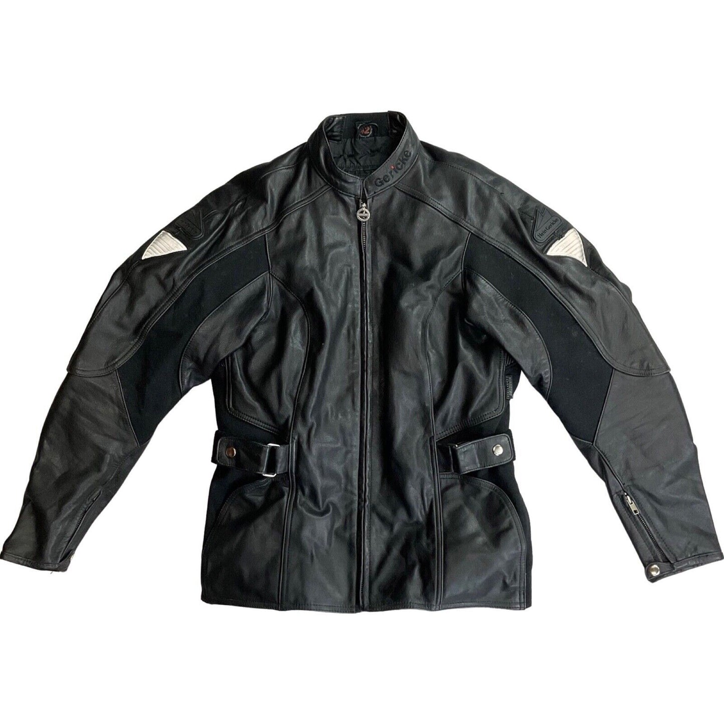 VTG 90s HEIN GERICKE STREETLINE BELTED LEATHER BIKER MOTORCYCLE JACKET CHEST 40”