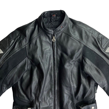 VTG 90s HEIN GERICKE STREETLINE BELTED LEATHER BIKER MOTORCYCLE JACKET CHEST 40”