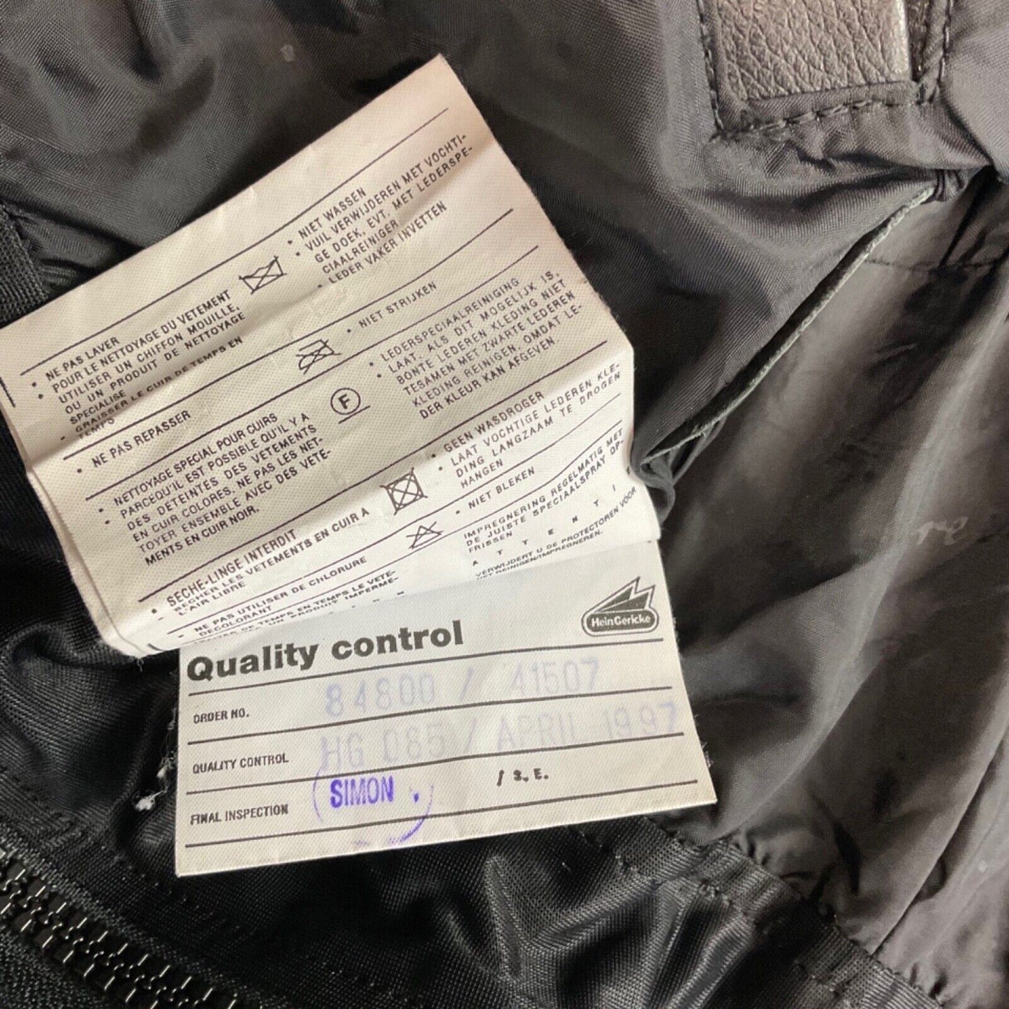 VTG 90s HEIN GERICKE STREETLINE BELTED LEATHER BIKER MOTORCYCLE JACKET CHEST 40”