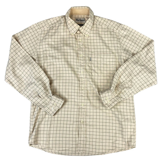 Vintage 90s 00s Barbour Beige Checked Button Down Long Sleeve Shirt L