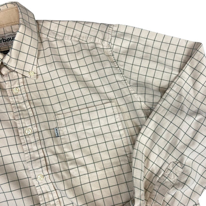Vintage 90s 00s Barbour Beige Checked Button Down Long Sleeve Shirt L