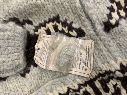 VTG DEADSTOCK WOOL COWICHAN CARDIGAN NATIVE CANADIAN KNIT ROCKABILLY 42” (38) S