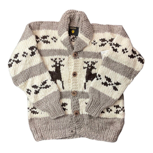 VTG DEADSTOCK WOOL COWICHAN CARDIGAN NATIVE CANADIAN KNIT ROCKABILLY 46” (42) L
