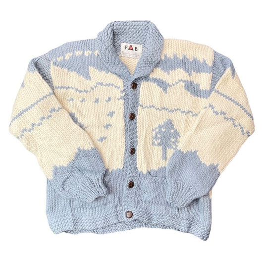 VTG 70s WOOL COWICHAN CARDIGAN NATIVE AMERICAN CANADIAN KNIT ROCKABILLY 50” (46)