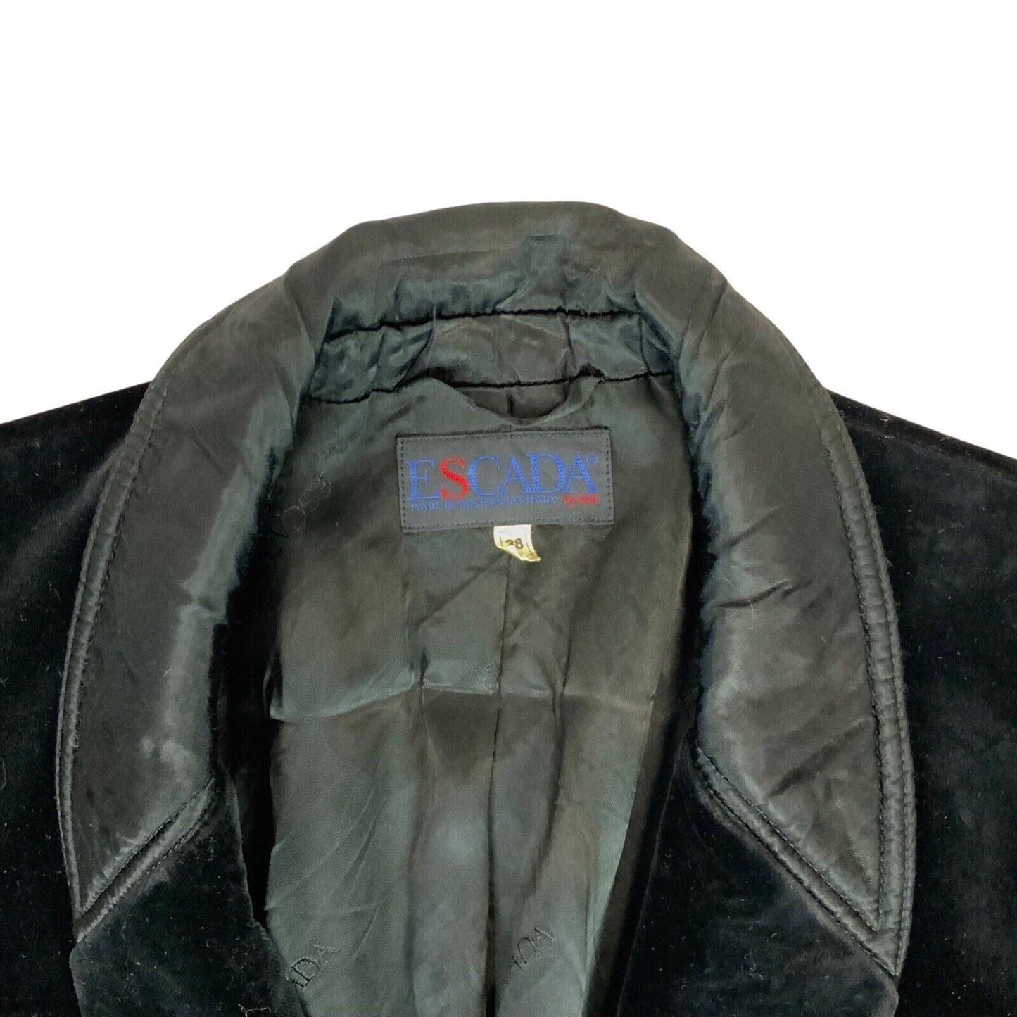 Vintage 90s Black Sequin Beaded Velvet Escada Dinner Jacket Blazer 8 10 S