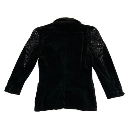 Vintage 90s Black Sequin Beaded Velvet Escada Dinner Jacket Blazer 8 10 S