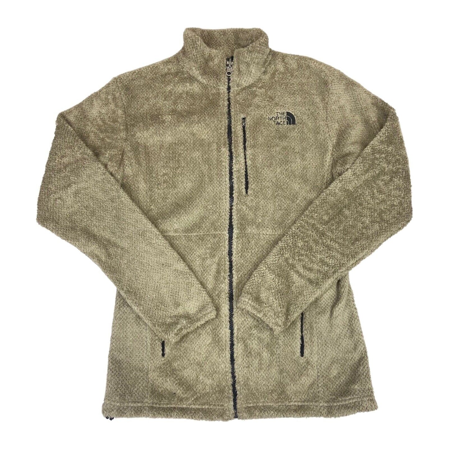 Vintage 00s Brown Beige The North Face Zip Up Embroidered Fleece M
