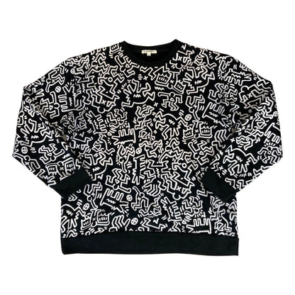 90s 00s Black White Keith Haring x Browny Dog Hypebeast Graffiti Jumper M