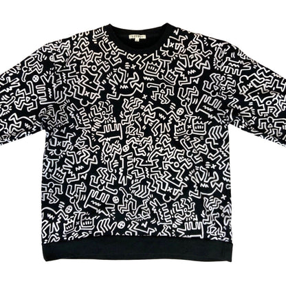 90s 00s Black White Keith Haring x Browny Dog Hypebeast Graffiti Jumper M