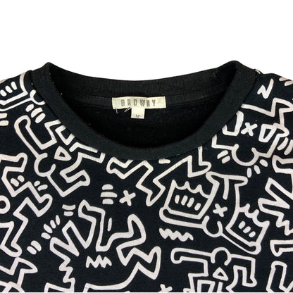 90s 00s Black White Keith Haring x Browny Dog Hypebeast Graffiti Jumper M