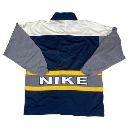Vintage 1990's Navy, White, Grey & Yellow Nike Button-Up Track Jacket Large