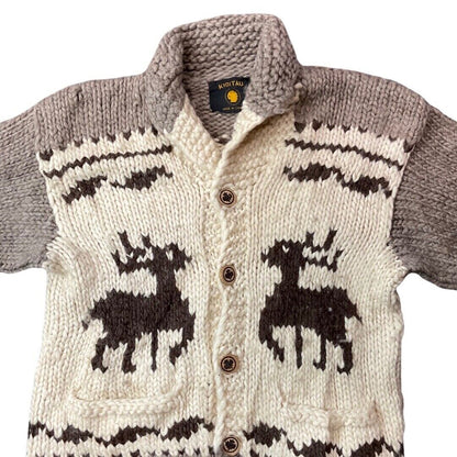VTG WOOL COWICHAN CARDIGAN NATIVE AMERICAN CANADIAN KNIT ROCKABILLY 42” (40)
