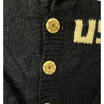 VTG MENS US NAVY WOOL COWICHAN CARDIGAN NATIVE AMERICAN KNIT ROCKABILLY 38” (34)
