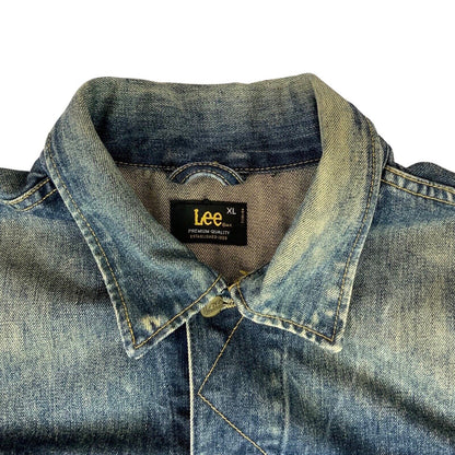VTG NOUGHTIES Y2K LEE RIDER SLIM DENIM JACKET TRUCKER ROCKABILLY MOD XL 48” (44)