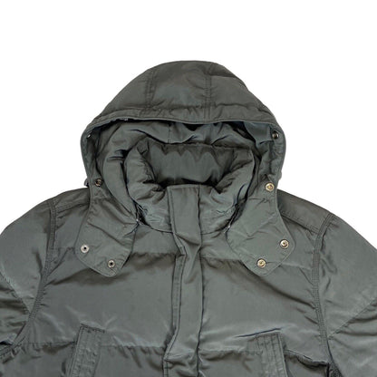 Vintage 00s Grey Khaki Tommy Hilfiger Hooded Down Feather Long Puffa Jacket L